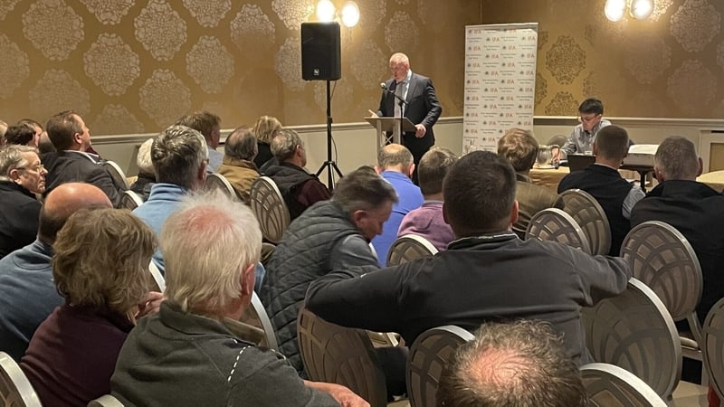 Francie Gorman addresses IFA members during an election husting in October