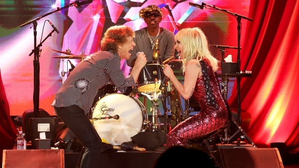 Mick Jagger and Lady Gaga in Racket nightclub in New York on Thursday night. Photo credits: Kevin Mazur/Getty Images for The Rolling Stones