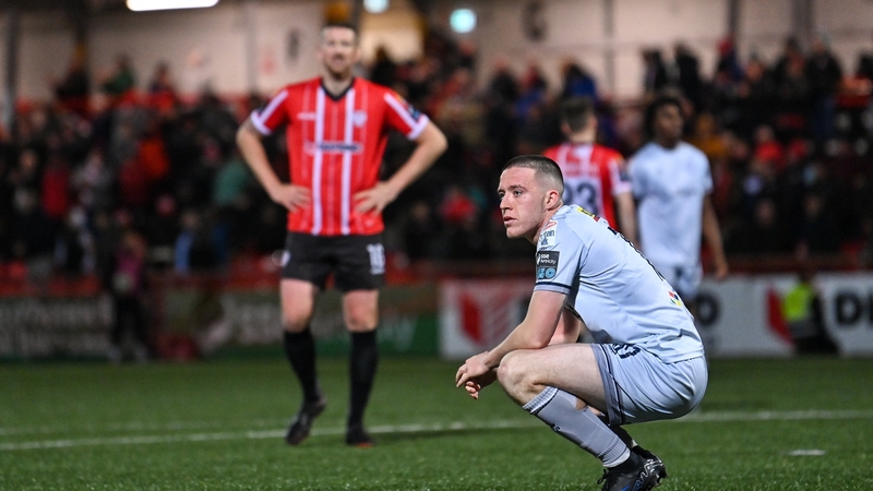 Shels' Jack Moylan reacts at the end of a scoreless draw with Derry City