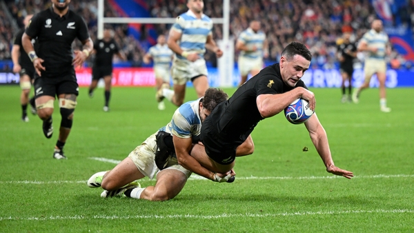Will Jordan scored three of their seven tries