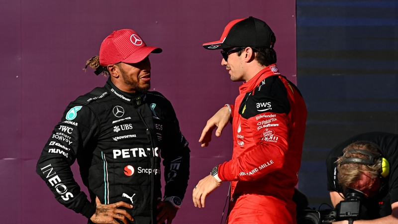 Lewis Hamilton (L) will join Charles Leclerc at the team for the 2025 season