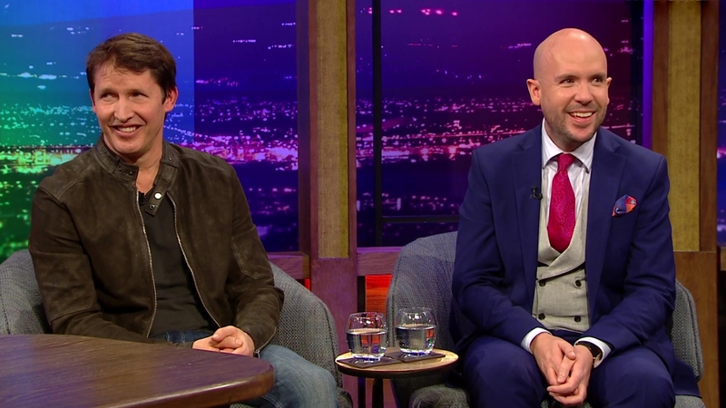 James Blunt with comedian Tom Allen on Friday night's Late Late Show