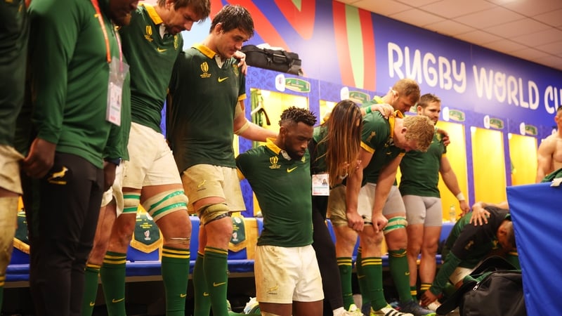 South Africa in the dressing room after the game