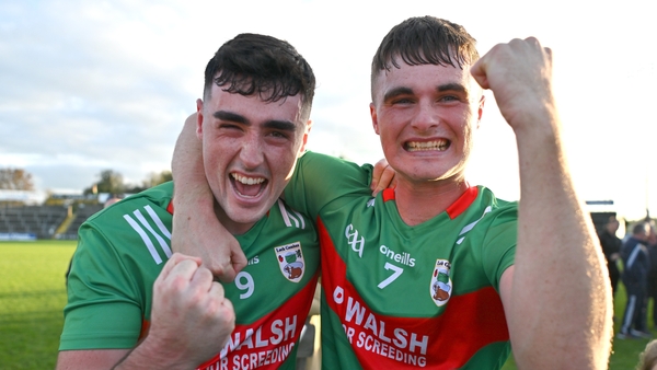 Ryan Donohoe, left, and team-mate Tiarnan Madden celebrate Gowna's win