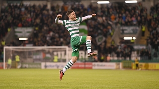 Trevor Clarke celebrates his strike as Rovers dominate the opening half