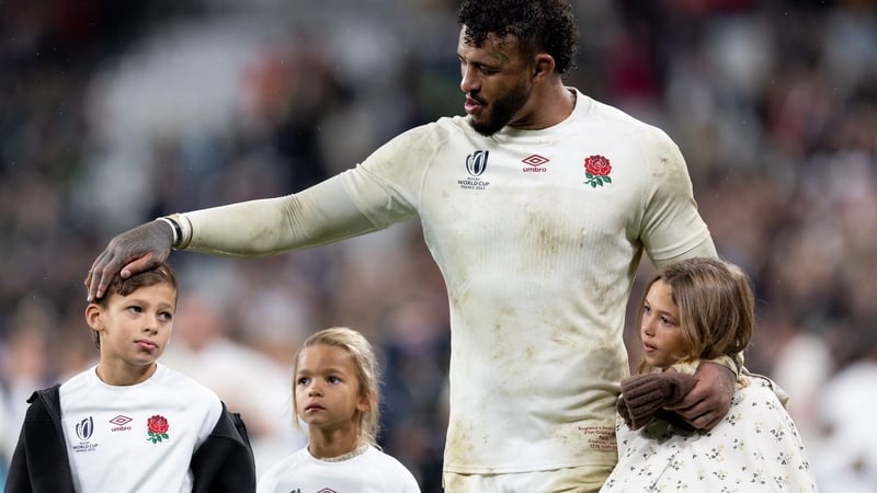 Courtney Lawes with his family after the loss to South Africa