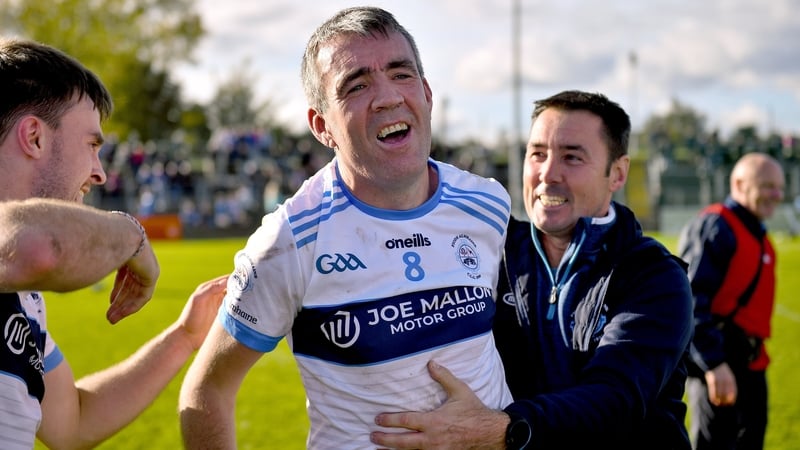 Johnny Doyle celebrates at full-time as Allenwood claim the Kildare intermediate football title at the expense of Castledermot