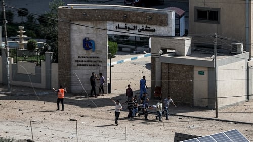 Injured Palestinians taken to nearby hospitals after Israeli airstrikes on the al-Wafa Rehabilitation hospital in Gaza City
