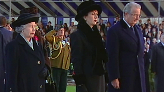Queen Elizabeth II, President Mary McAleese and King Albert II of Belgium at the inauguration of th…