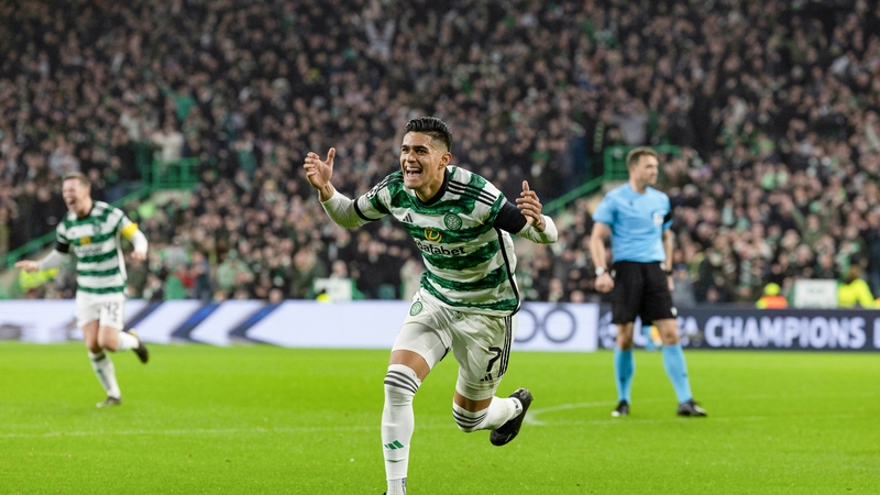Celtic's Luis Palma celebrates after making it 2-1 against Atletico Madrid