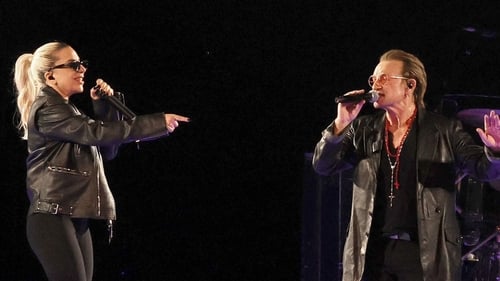 Gaga and Bono on stage on Wednesday night