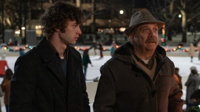 Dominic Sessa and Paul Giamatti in The Holdovers