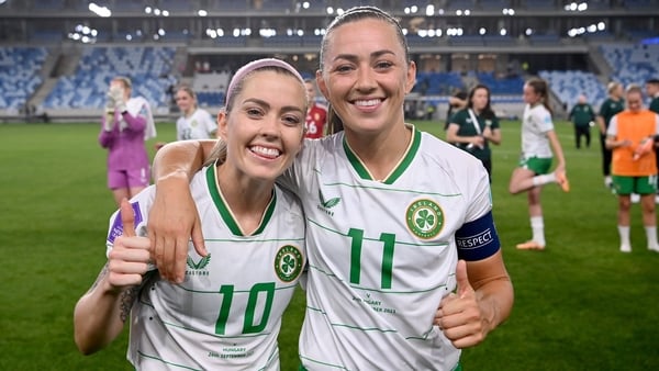 Denise O'Sullivan (L) with Katie McCabe
