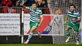 Aaron Greene wheels away to celebrate his match-winning goal