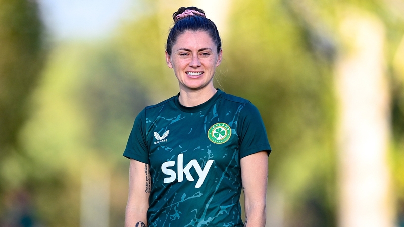 Sinead Farrelly in training ahead of Tuesday's clash with Albania