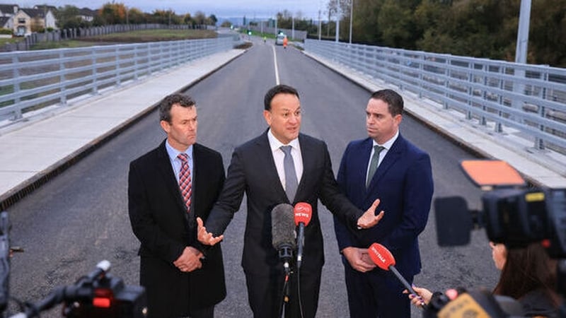 The Taoiseach, centre, was speaking at the opening of the Athy Distributor Road today (Photo: RollingNews.ie)