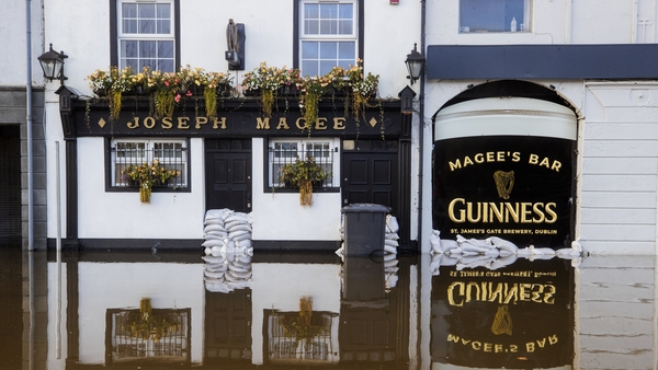 Flood water surrounds Magee's Bar in Newry, Co Down