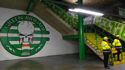 The Green Brigade section was empty for the visit of St Mirren