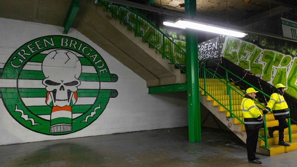The Green Brigade section was empty for the visit of St Mirren