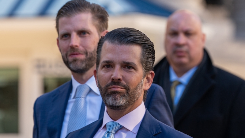 Eric Trump and Donald Trump Jr. arriving at court in New York
