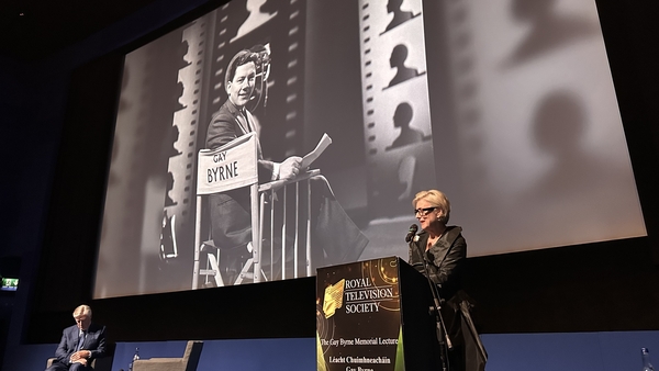 Moya Doherty speaking at the Gay Byrne Memorial Lecture this evening