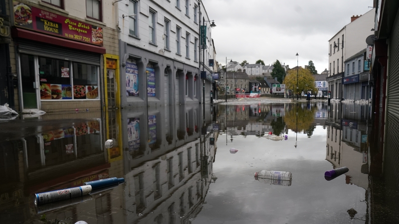 Debris and flood water in Sugar Island in Newry, Co Down, earlier this week