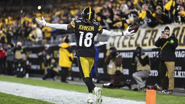 Diontae Johnson celebrates after scoring the decisive touchdown