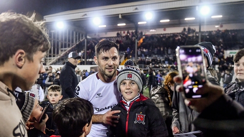 Patrick Hoban takes the adulation of the fans after the game at the Bowl