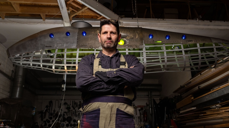 Shane Holland used recycled parts from a Boeing 707 in the sculpture