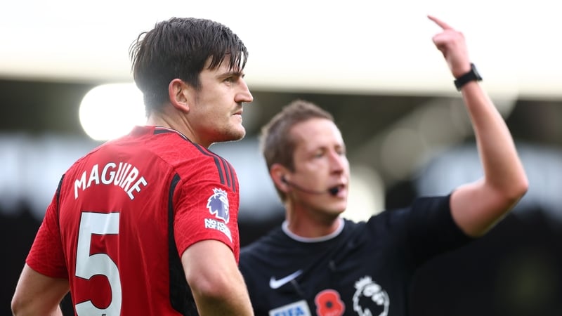 Referee John Brooks asked for a further assessment of Harry Maguire in the second half