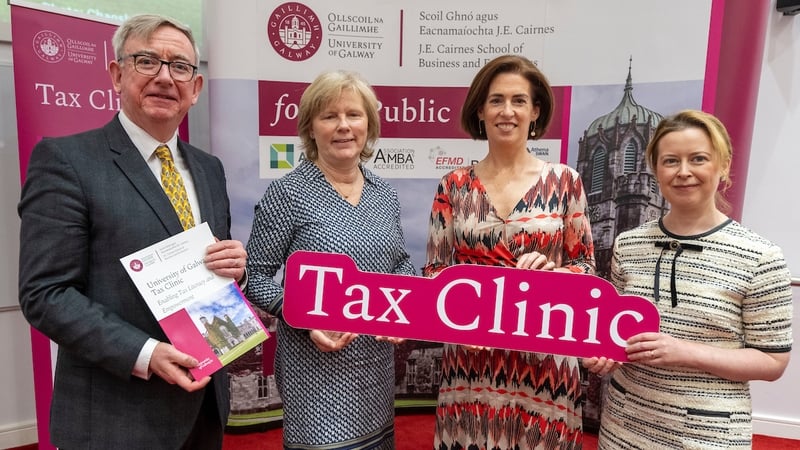 Ciarán Ó hÓgartaigh, President of University of Galway, Professor Emer Mulligan, Director of the clinic, Government Chief Whip and Minister of State Hildegarde Naughton, Dr Maggie O'Neill, Tax Clinic Coordinator.