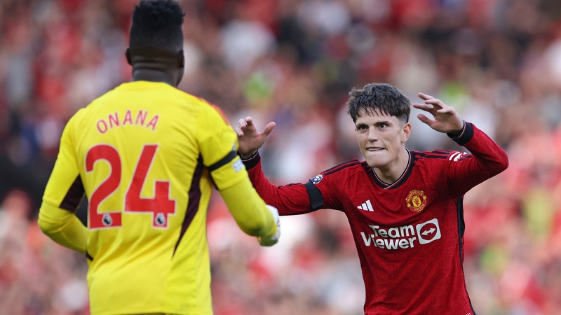 Alejandro Garnacho (R) with Andre Onana