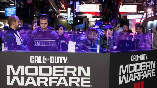 Visitors playing Call of Duty during the Paris Games Week fair on 1 November