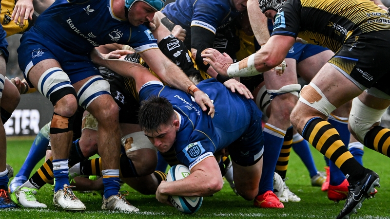Dan Sheehan scores the opening try in his first match wearing the Leinster captain's armband