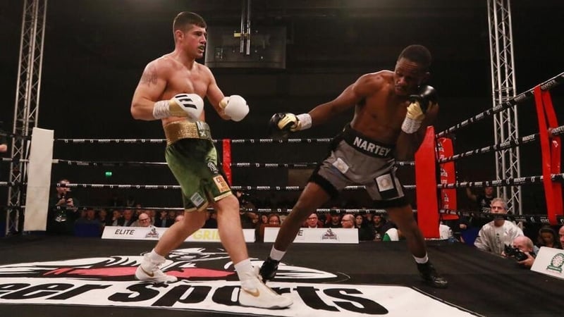 Joe Ward lands a blow on Prince Oko Narty in Letterkenny. Picture: Declan Doherty