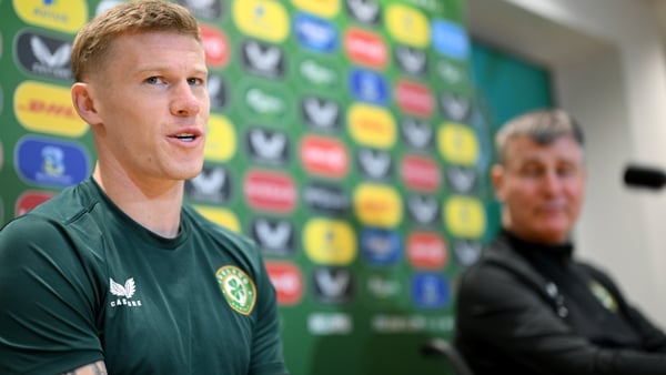 James McClean and Republic of Ireland manager at FAI headquarters in Dublin today