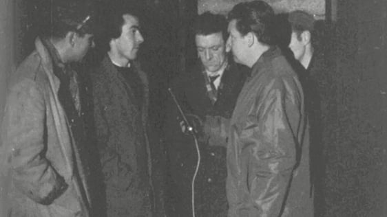Hunger strikers' husbands interviewed by Sean Egan at Griffith Barracks in Dublin, 1963