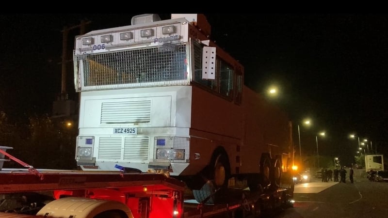 Water cannons being transported towards Dublin this evening