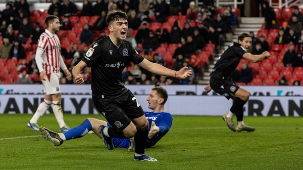 Andrew Moran celebrates his goal for Blackburn