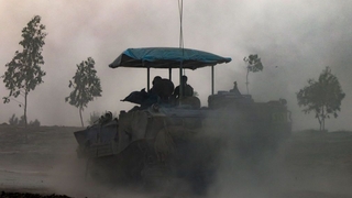 Israeli soldiers near the border with Gaza in southern Israel amid the ceasefire