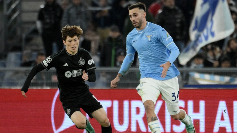 Mario Gila of Lazio up against Kyogo Furuhashi