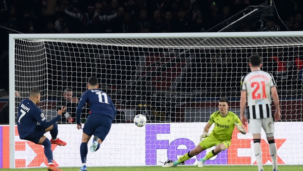 Kylian Mbappe converts from the spot
