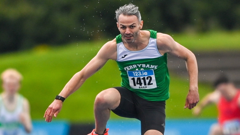Thomas Barr en route to winning his 11th National 400m hurdles title during the summer