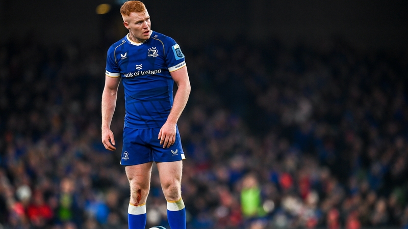 Ciarán Frawley prepares to kick a conversion against Munster