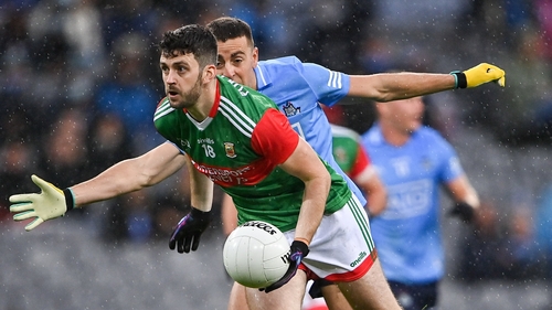 Brendan Harrison in action against Dublin's Cormac Costello back in August 2021