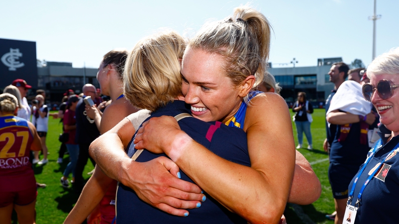 Orla O'Dwyer celebrates Brisbane winning the 2023 AFLW Grand Final