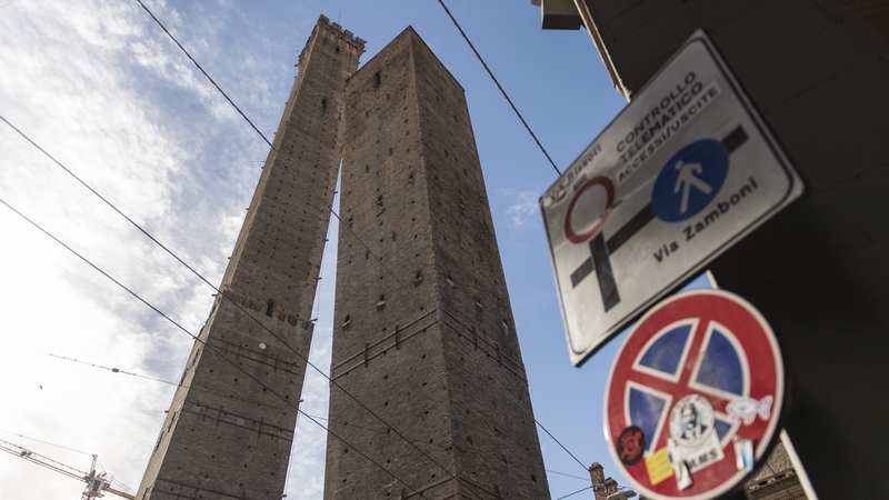 The 48-metre Garisenda Tower was built in 1109, and is one of the Bologna's symbols