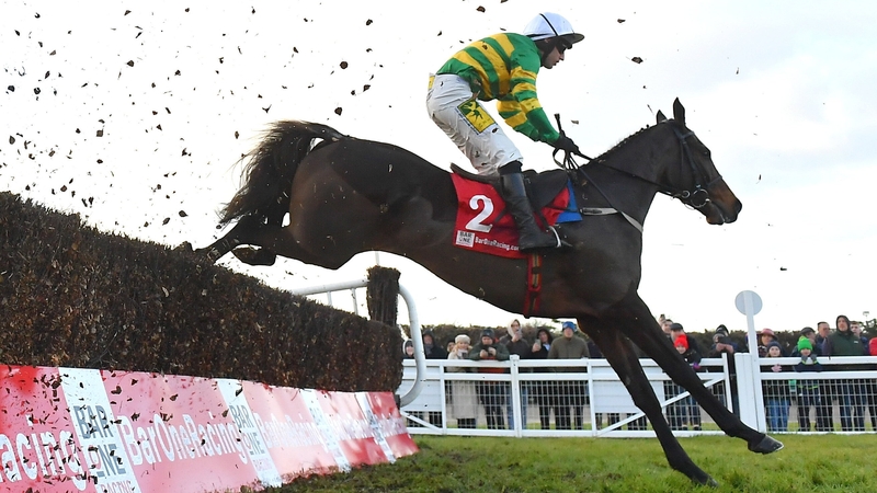 I Am Maximus, with Jody McGarvey up, jumps the last in the Drinmore