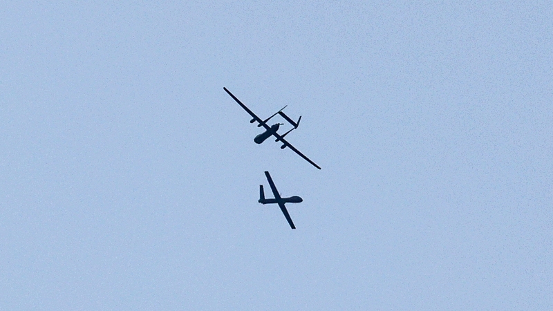 Israeli military drones pictured flying over Gaza this weekend (file image)