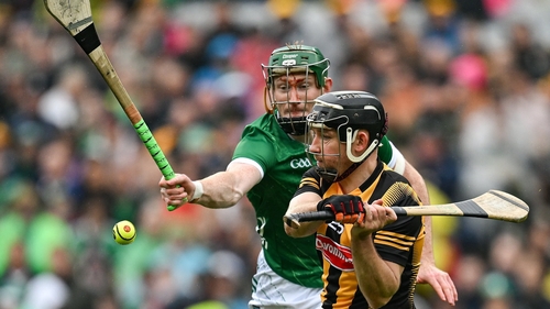 Richie Hogan (R) is tracked by Limerick's William O'Donoghue in July's All-Ireland final